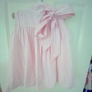 Hannah Kate Girls Pink/white striped bow top